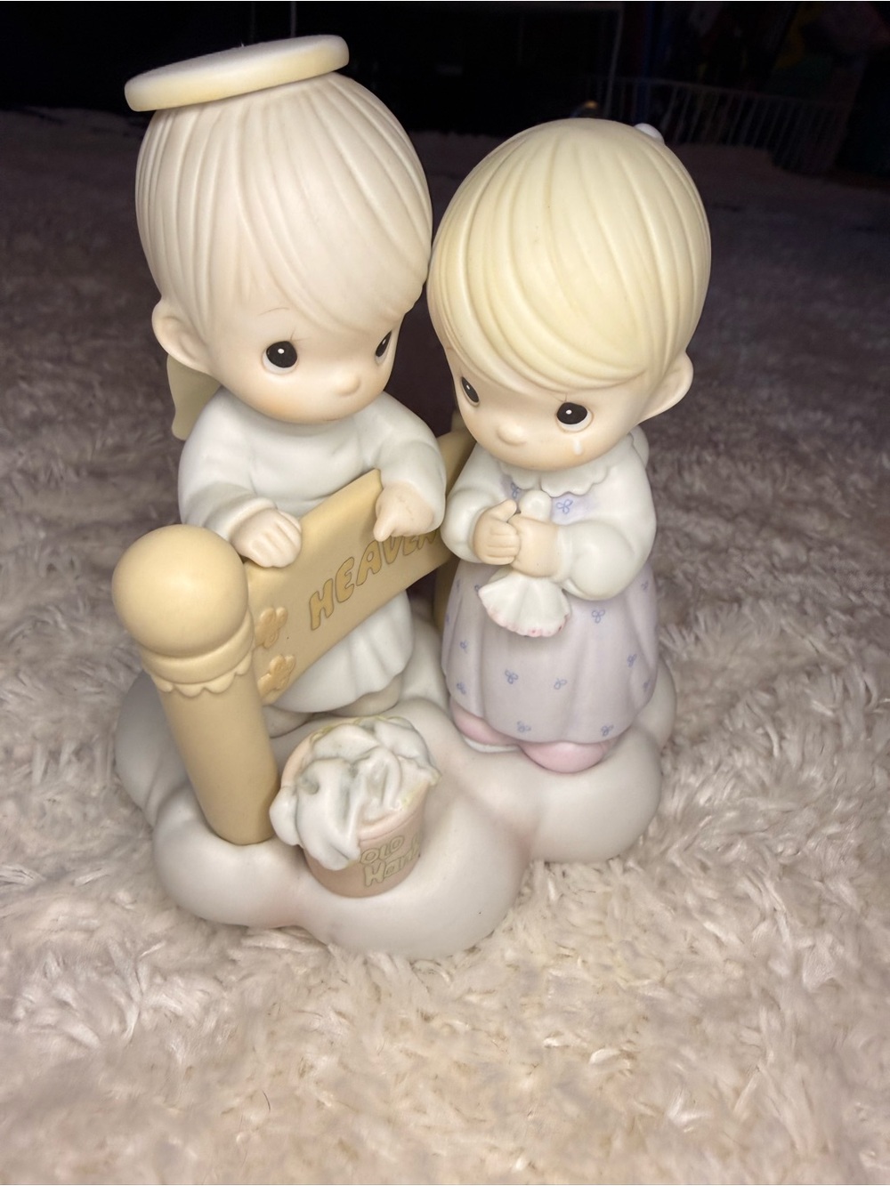 Precious Moments Cream and Pastel Angel Figurine Duo